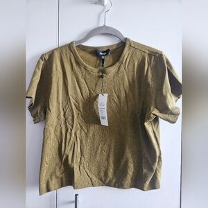 NWT Me+Em Size 8 Hemp Cotton Baby Tee - Deep Golden Olive